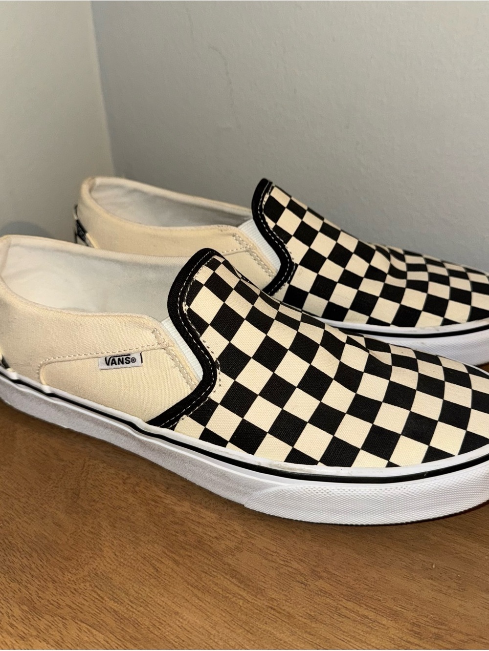 Vans Checkerboard Slip-On in Black and Beige